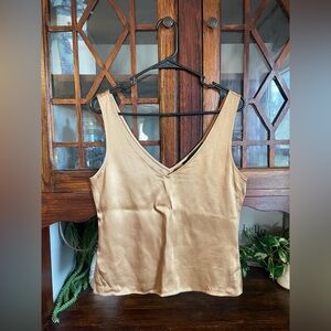 Sally Lapointe V-Neck Sleeveless Satin Tank Top Dressy Casual Party Size 4‎